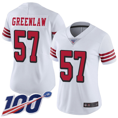 San Francisco 49ers Limited White Women Dre Greenlaw NFL Jersey #57 100th Season Vapor Untouchable Rush